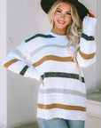 Cora Striped Popcorn Knit Sweater