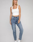 Cotton Square Neck Cropped Cami Top