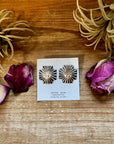 Square Cross Stud Earrings with Horse Stamp – Sterling Silver