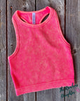 Coral Fushia Ribbed Racerback Crop Tank