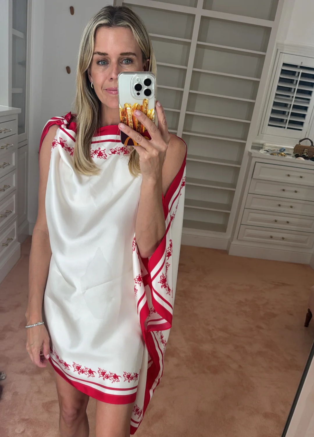 MASON'S DAUGHTER | Lily Scarf Dress, Red & White Floral Silk Twill