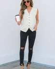 Izabella V Neck Buttoned Sweater Vest