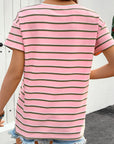 Stripe V-Neck Short Sleeve T-Shirt