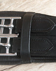 22" Horze Smooth Soft Leather Elastic Both End Dressage Horse Cinch Girth Black