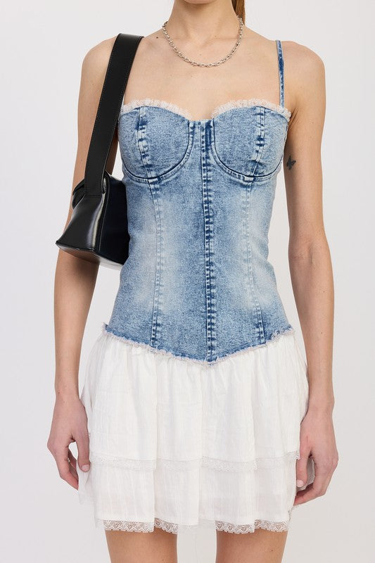 MINI CORSET DENIM DRESS