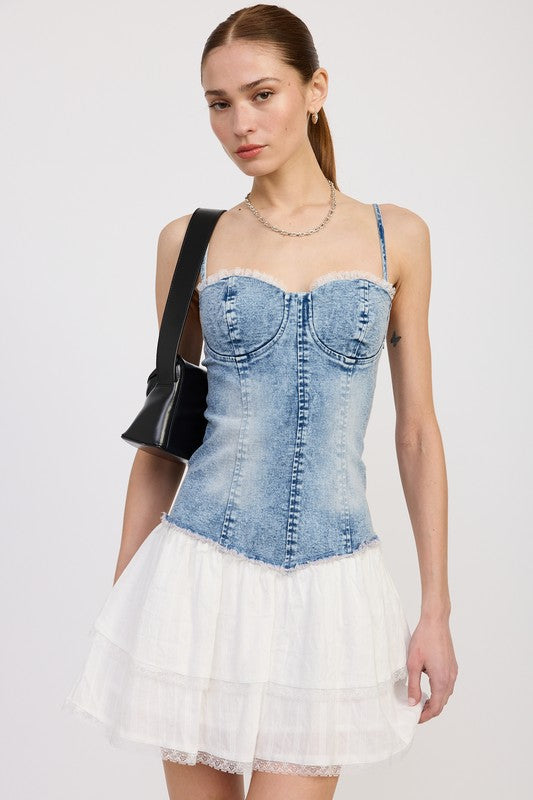 MINI CORSET DENIM DRESS