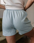 Bianca Light Wash Pocketed Wide Leg Shorts
