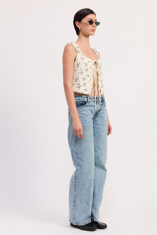 TIE FRONT PEASANT TOP