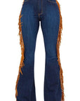 Fringe Bell Bottom in Dark Blue