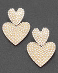 The Moxie Rhinestone Heart Earrings in Gold