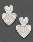 The Moxie Rhinestone Heart Earrings in Silver
