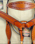 HILASON Western Horse Headstall Breast Collar Set Tack Genuine American Leather