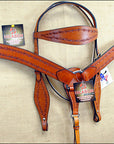 HILASON Western Horse Headstall Breast Collar Set Tack Genuine American Leather