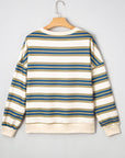 Rose Stripe Crew Neck Pullover Sweatshirt