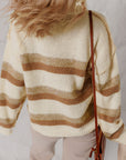 Stripe Reverse Seam Drop Shoulder Baggy Sweater