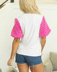 Aleena Contrast Tweed Puff Sleeve Top