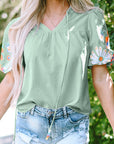 Floral Embroidered Puff Sleeve Blouse