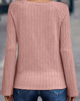 Sawyer Ribbed Round Neck Knit Long Sleeve Top