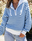 Quinn Stripe Zip Up Collar Sweater