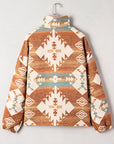 Western Aztec Quarter-Zip Elastic Cuffs Sweatshirt