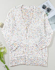 Ailany Confetti Rib Knit Long Sleeve Cardigan