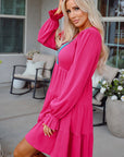 Lyra Crochet V Neck Long Sleeve Mini Dress
