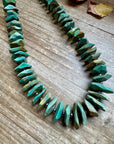 28.5-Inch Faceted Freeform Turquoise Necklace with Sterling Accents – Handmade Statement Piece