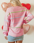 Miriam Stripes Baggy Henley Sweater