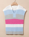 Stripe Colorblock V-Neck Sweater T-Shirt