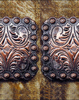 Western Screw Back Concho Floral Carved Copper Saddle Bling Cowgirl