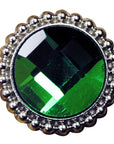 Western Screw Back Concho Green Glass Stone Nickle Saddle Bling Cowgirl