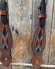 Hand Painted Two Tone One Ear Headstall/Bridle