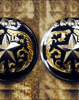 Western Screw Back Concho Texas Star Black Gold Saddle Bling Cowgirl