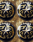 Western Screw Back Concho Texas Star Black Gold Saddle Bling Cowgirl