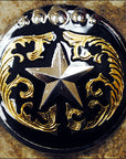 Western Screw Back Concho Texas Star Black Gold Saddle Bling Cowgirl