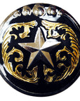 Western Screw Back Concho Texas Star Black Gold Saddle Bling Cowgirl