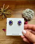 Stud earrings violet rose