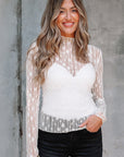 Adalynn Sheer Floral Lace Long Sleeve Top