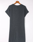 Corded Knit Pocketed T-Shirt Dress