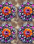 Western Screw Back Concho 1.5 In Fuchsia Orange Crystal Bling Saddle