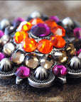 Western Screw Back Concho 1.5 In Fuchsia Orange Crystal Bling Saddle