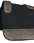 Western Wool Felt Horse Saddle Pad Dark Tan Alligator Print Leather