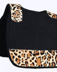 Western Wool Felt Horse Saddle Pad W/ Cheetah Print Hair On Leather