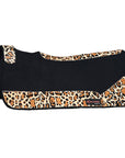 Western Wool Felt Horse Saddle Pad W/ Cheetah Print Hair On Leather