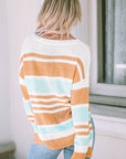 Amelia Stripe Long Sleeve Split Sweater