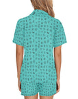 Mini Turquoise Cattle Brands Women's Western pajama Set