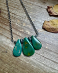 16-Inch Green Turquoise Necklace with Sterling Silver Pearls