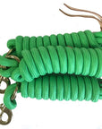 AJ Tack 9 Foot Nylon Lead Rope with Leather Popper - Set of 3