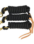 AJ Tack 9 Foot Nylon Lead Rope with Leather Popper - Set of 3