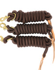 AJ Tack 9 Foot Nylon Lead Rope with Leather Popper - Set of 3